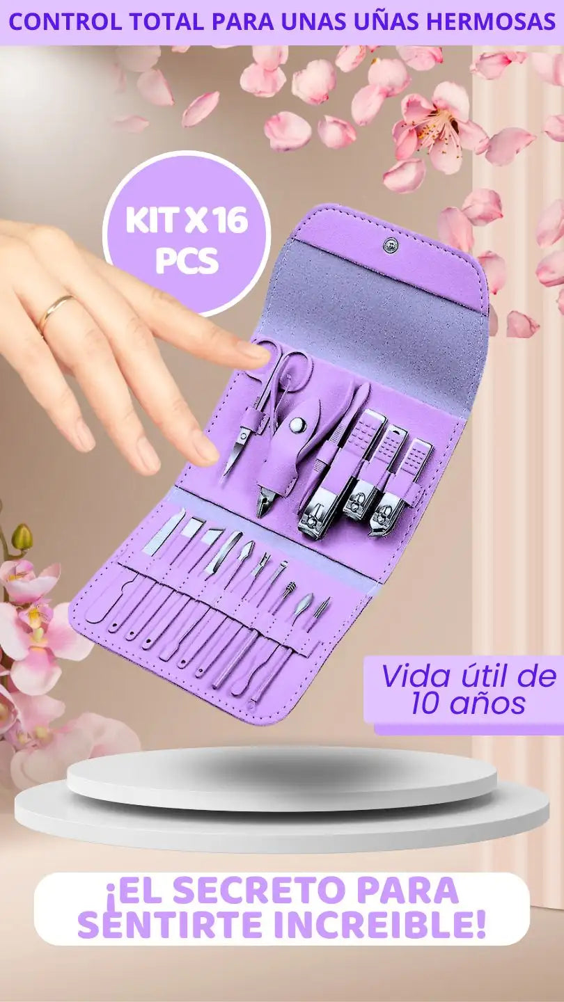 Luxe Nails™ - Kit Profesional de Manicure y Pedicure x 16 pcs + Estuche en Cuero